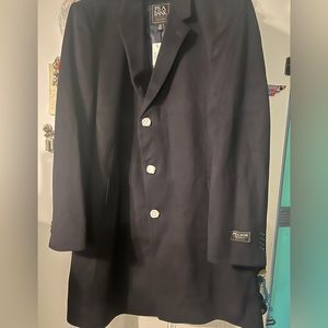 NEW with Tags, JoS A Bank coat, 48 Long, Black/Dark Navy